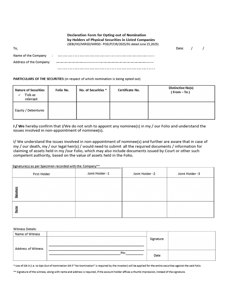 W Link ISR 3 Opt Out | PDF | Securities (Finance) | Private Sector