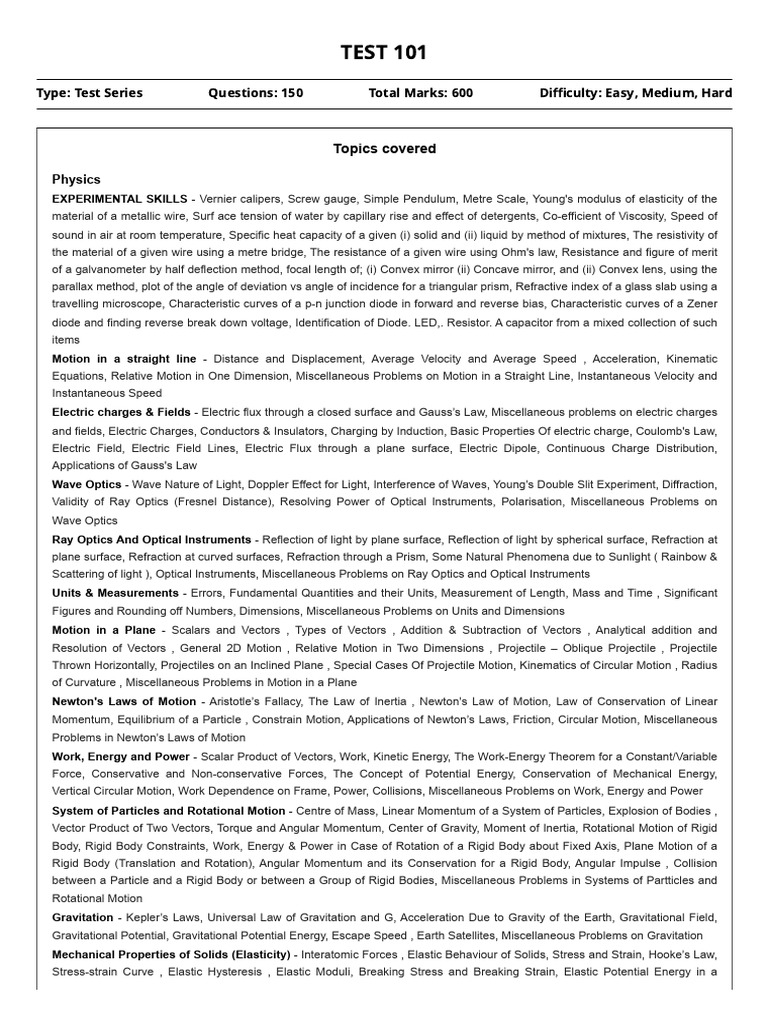 test_101_Question_Paper_1773382608496 | PDF | Rotation Around A Fixed ...
