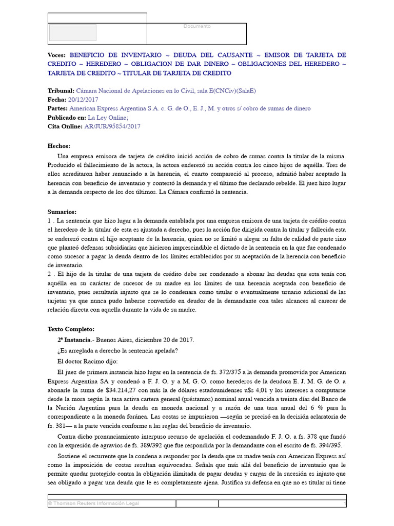 Cámara Nacional de Apelaciones en Lo Civil, Sala E(CNCiv)(SalaE) | PDF ...