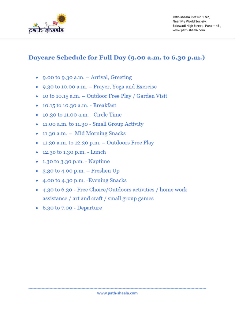 Daycare Schedule | PDF