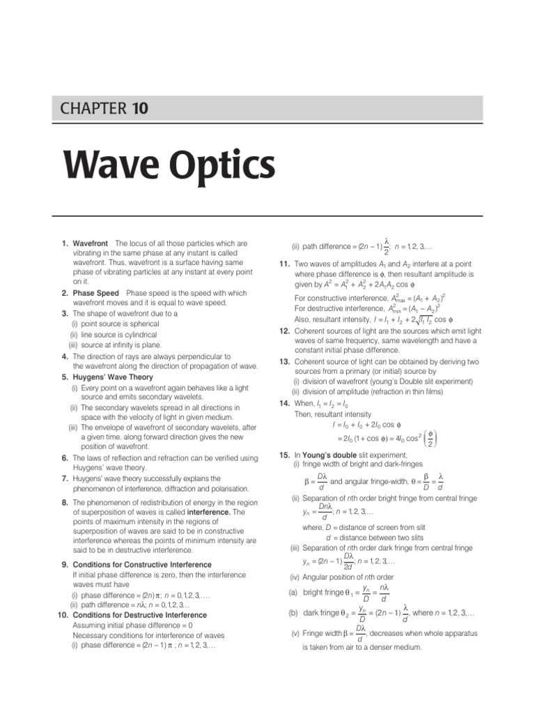 Wave Optics | PDF | Diffraction | Waves