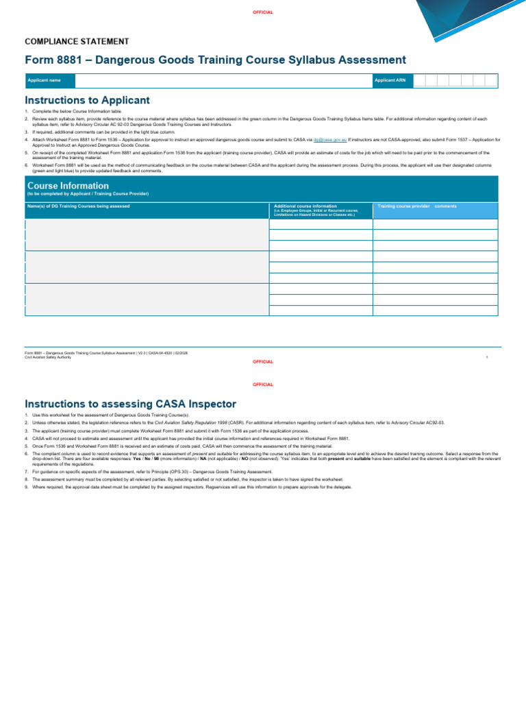 Dangerous Goods Training Course Assessment Syllabus Compliance ...