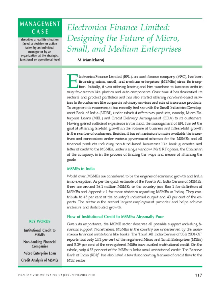 Electronica Finance Limited Designing The Future of Micro, Small, and