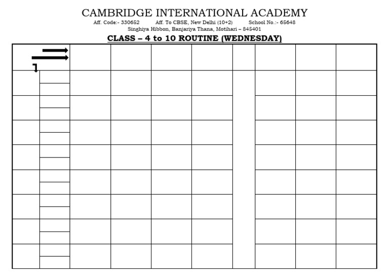 Class - 4 to 10 Routine 2026-27 (Wednesday) | PDF
