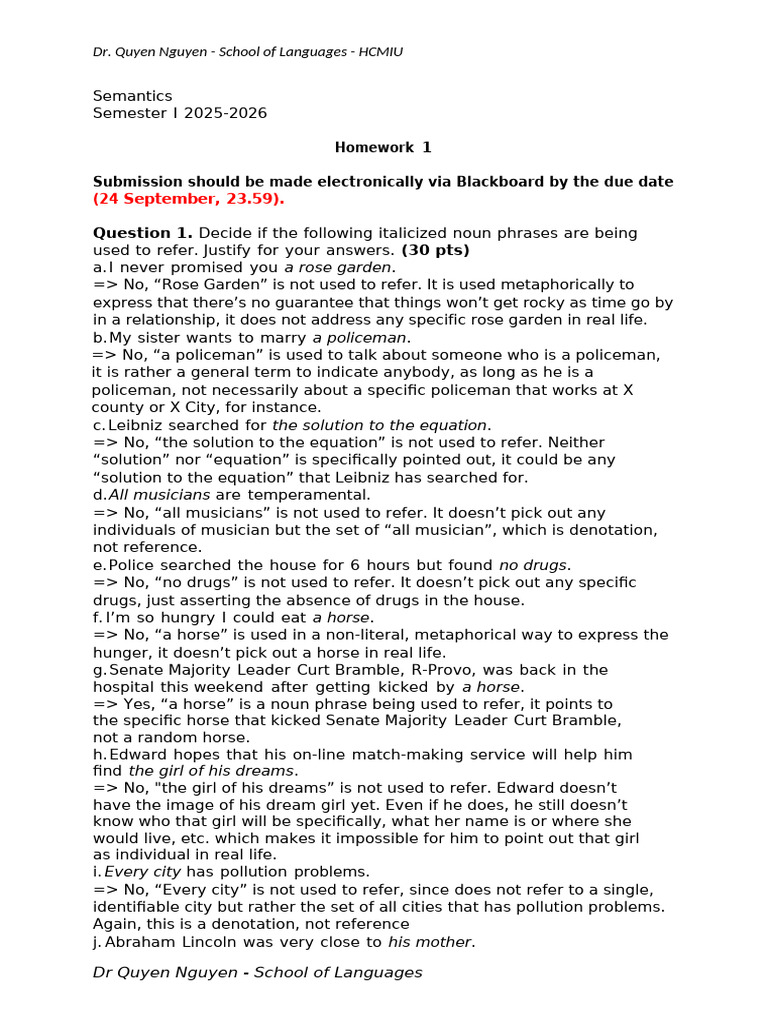 Semantics HW1 S1 25-26 Done | PDF