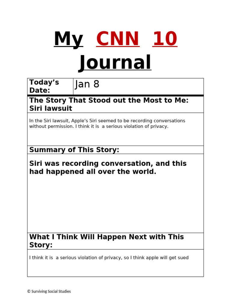 My CNN 10 Journal - 1 Page Copy | PDF