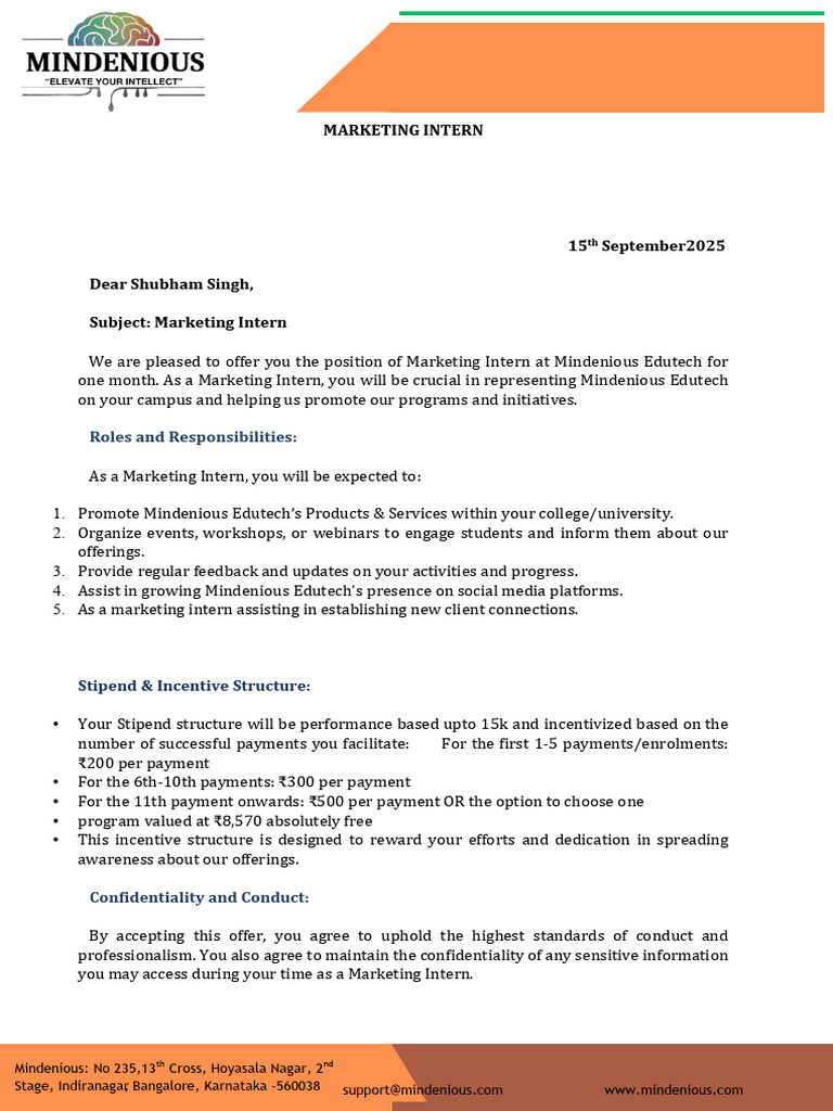 Shubham Offer Letter (1) | PDF | Educational Technology