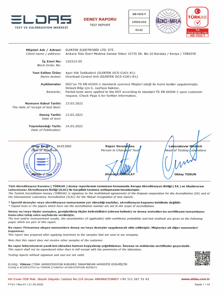 Single Input Overload Indicator LVD Test Report | PDF