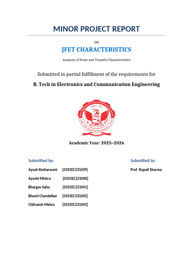 JFET Characteristics Report | PDF | Field Effect Transistor | Transistor