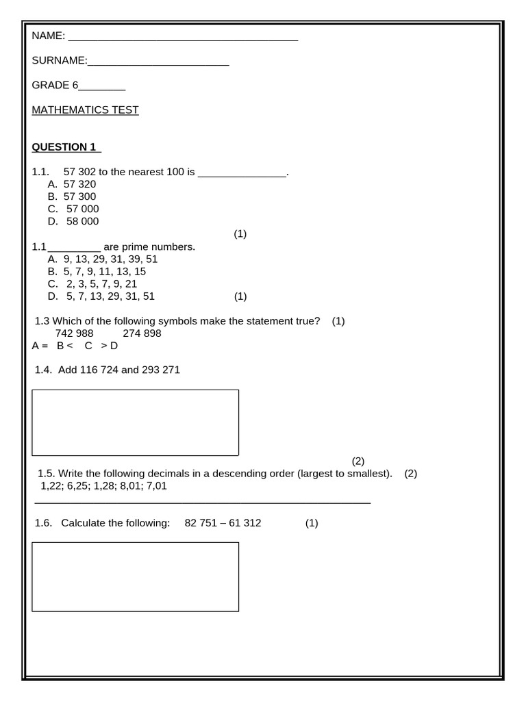 Maths Test | PDF