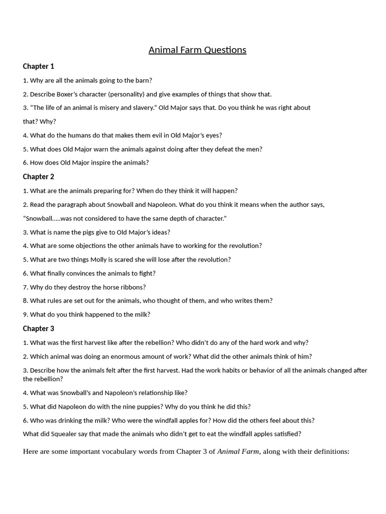 Animal Farm Questions | PDF