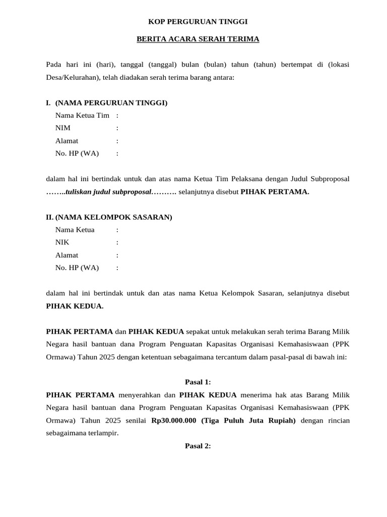 Lampiran 25 Format BAST | PDF