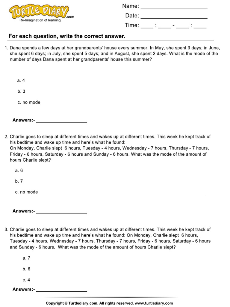 Mode Worksheet | PDF