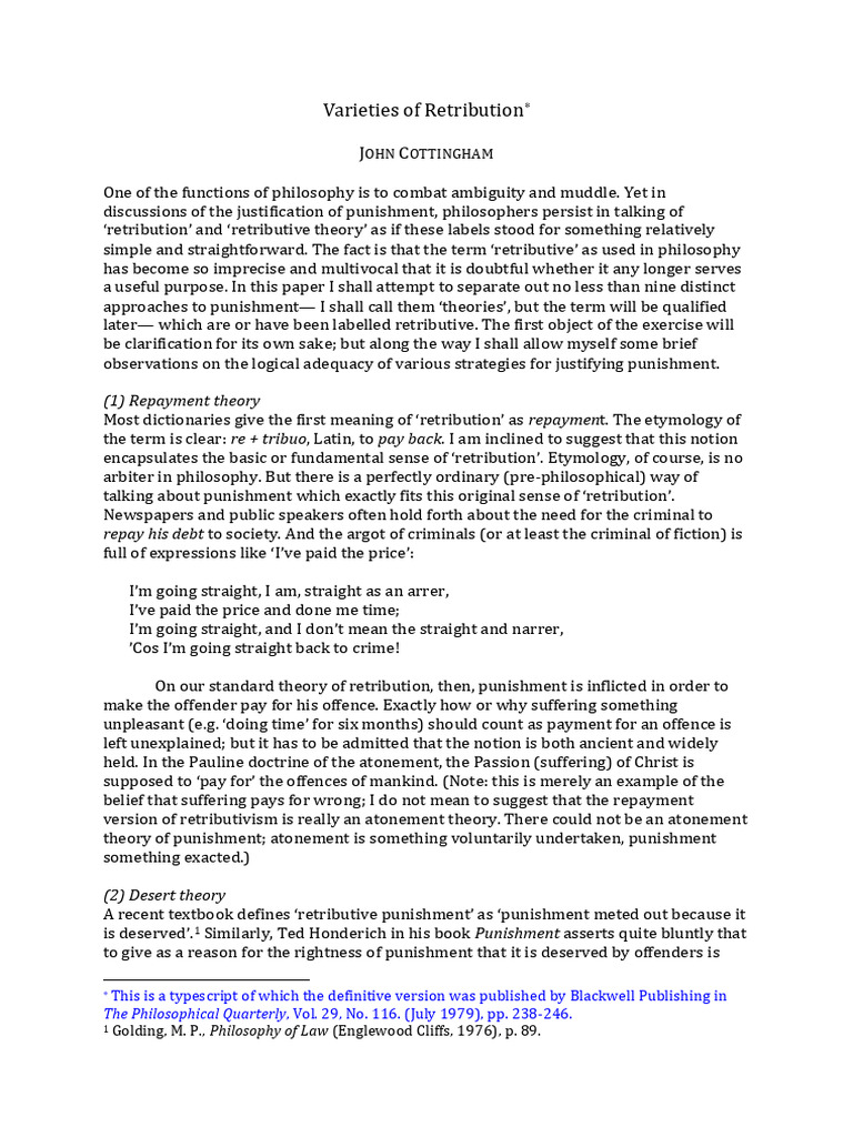 Varieties of Retribution | PDF | Justice | Crime & Violence