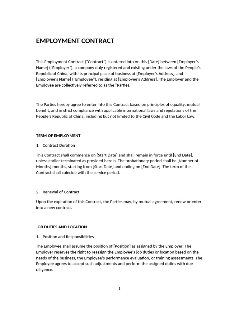 Employment Contract Draft | PDF | Employment | Salary