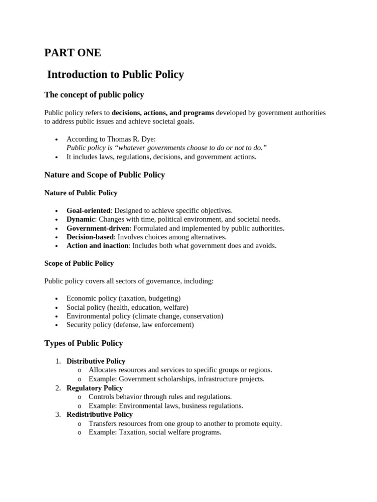 Public Policy Study Note | PDF | Policy | Governance