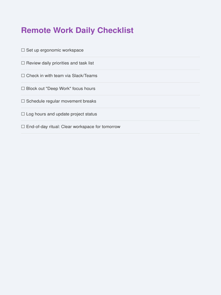 Work From Home Checklist | PDF