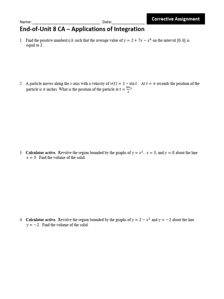 Calc End-Of-unit 8 Corrective Assignment | PDF | Area | Pi