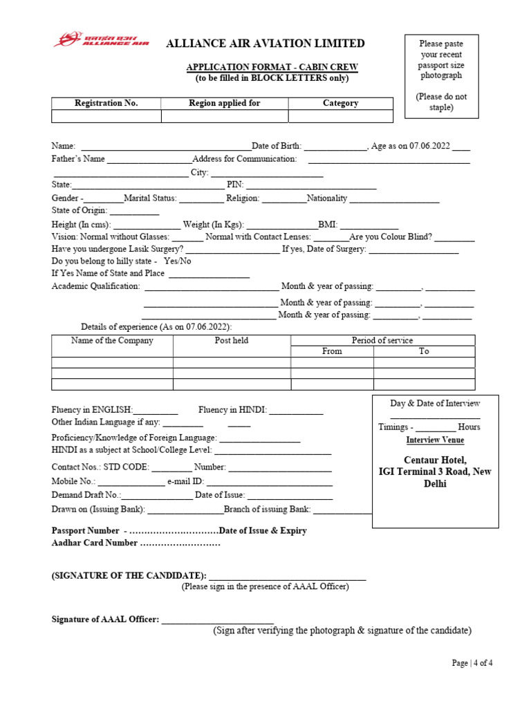 Cabin Crew Application Form_4 | PDF | Government And Personhood