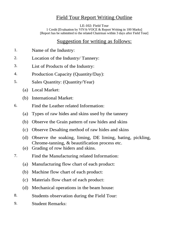 2. LE-102 Field Tour Report Writing Format | PDF
