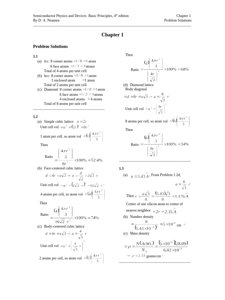306734230 Semiconductor Physics and Devices CH1 | PDF | Crystal ...