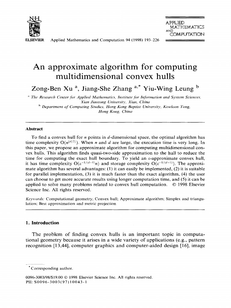 An Approximate Algorithm for Computing Multidimensional Convex Hulls ...