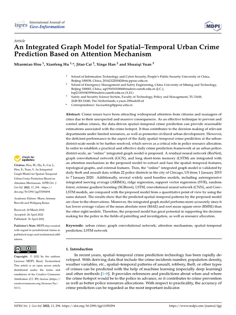 A Crime Prediction Model Based On Spatial and Temporal Data 2018, 2019 ...