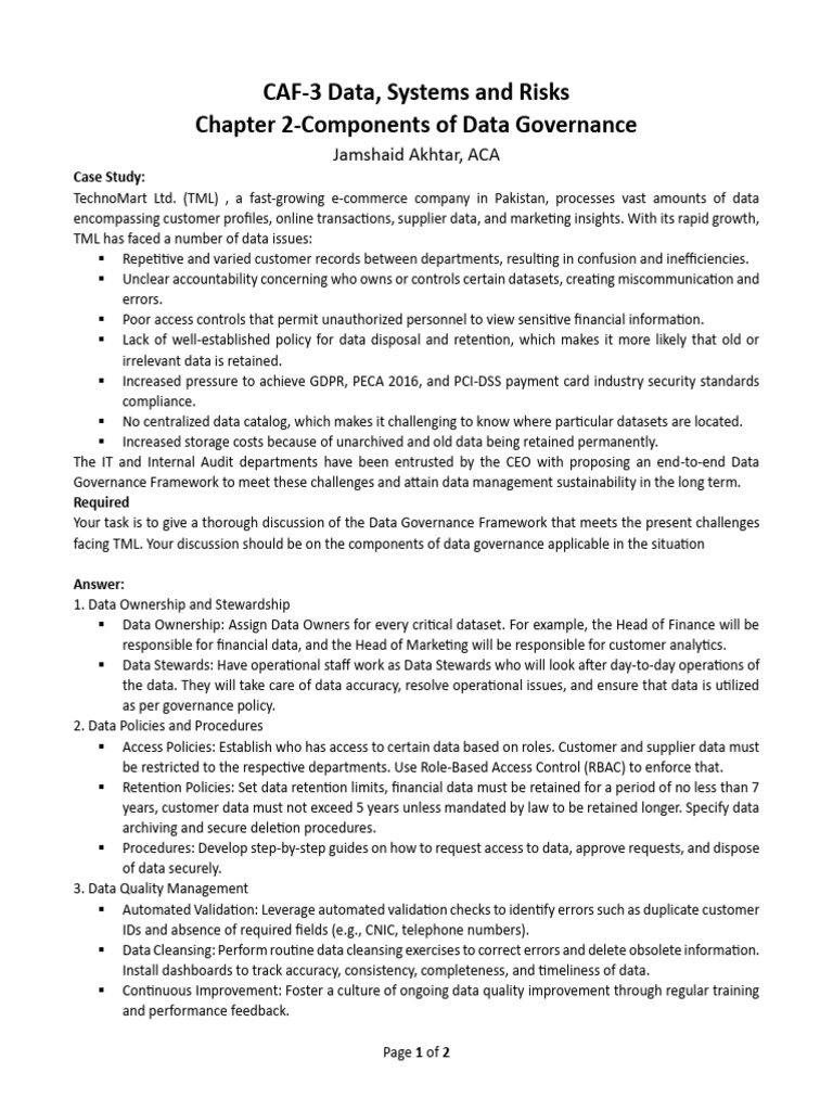 1. Components of Data Governance | PDF | Metadata | Data Management
