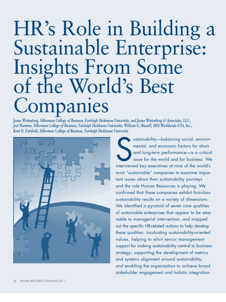 HRs Role in Corporate Sustainability | PDF | Sustainability | Strategic ...