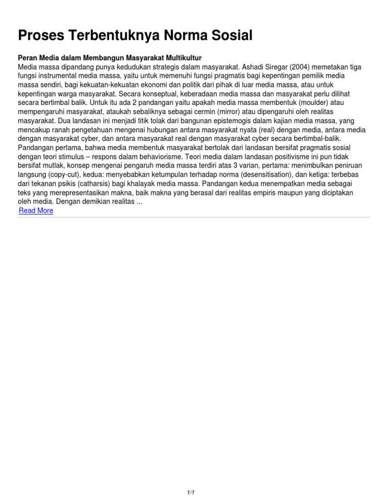 Proses Terbentuknya Norma Sosial PDF