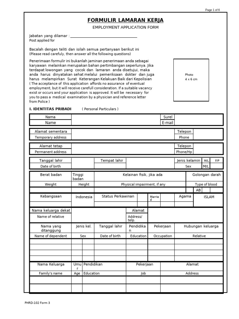 Application Form Word | PDF