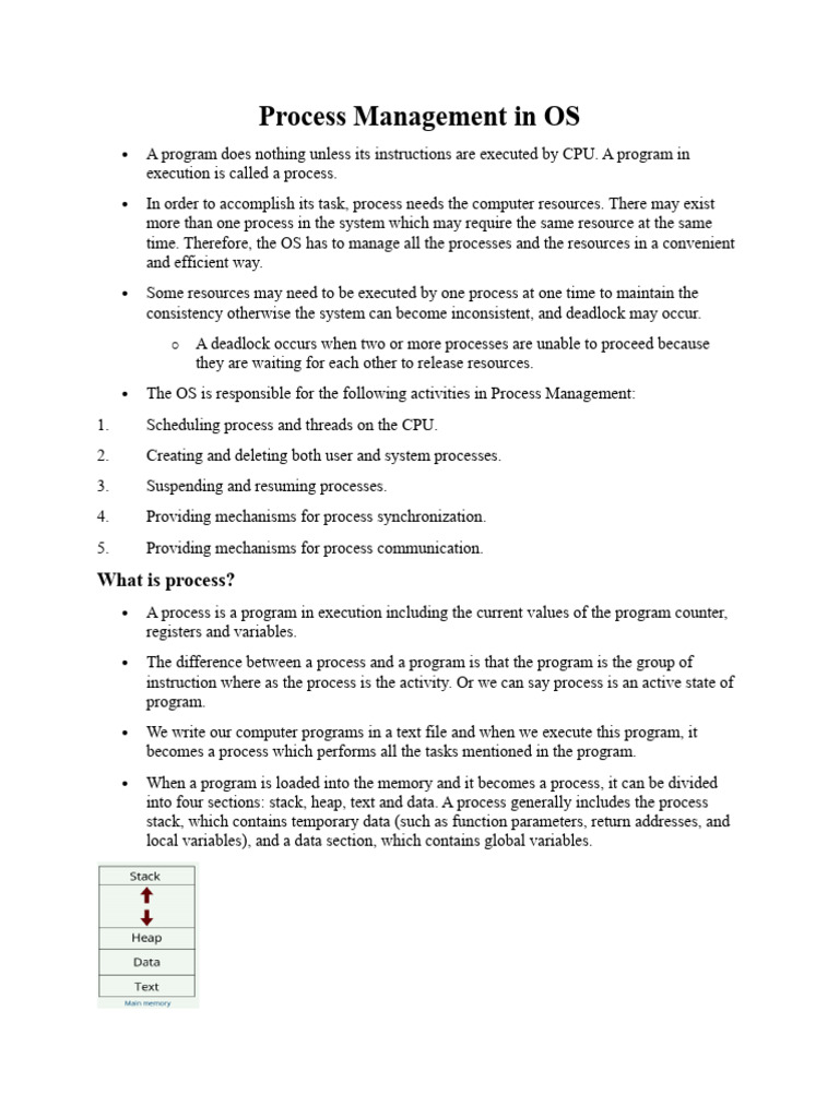 Process Management in OS | PDF | Process (Computing) | Scheduling ...
