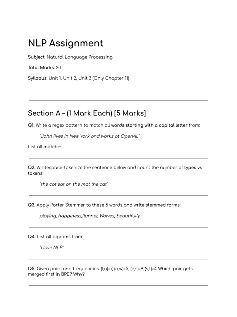 NLP Assignment 2 | PDF