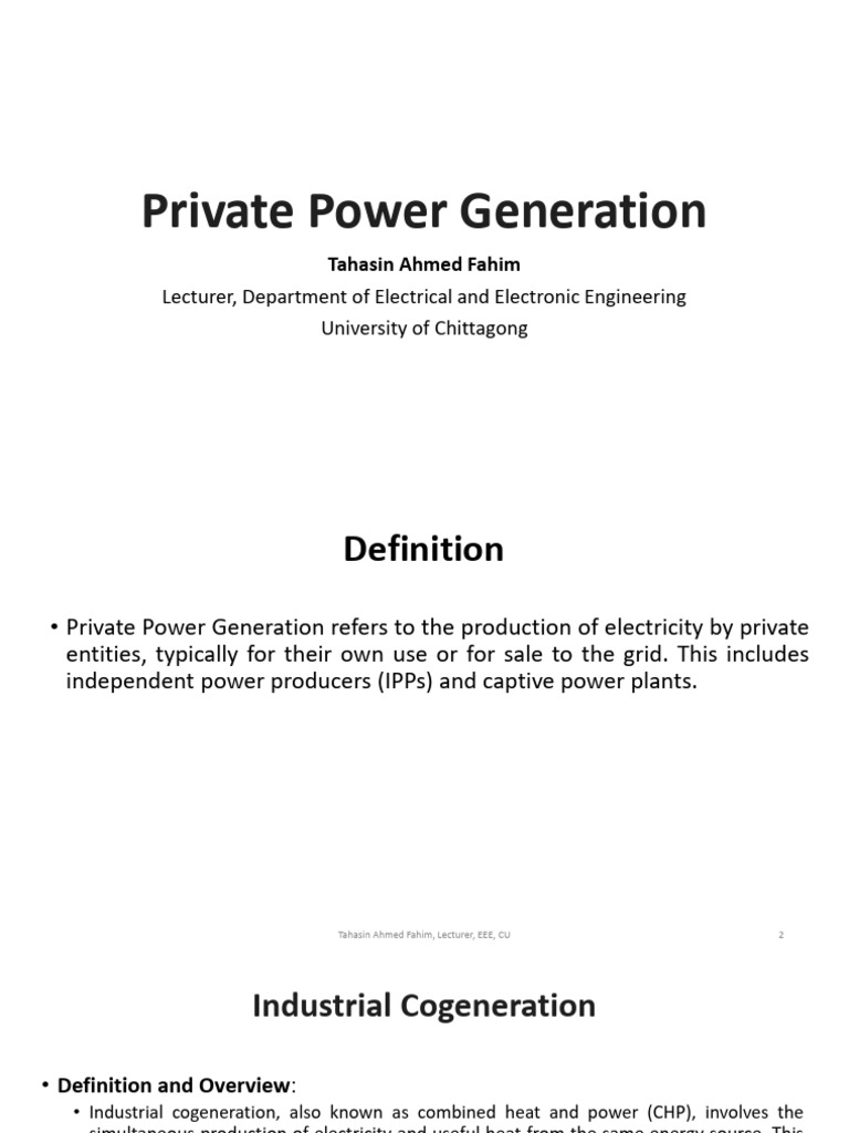 Private Power Generation | PDF | Cogeneration | Electric Power
