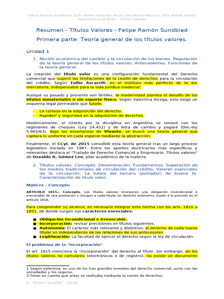 Resumen - Títulos Valores(1) | PDF | Instrumento negociable | Criptografía