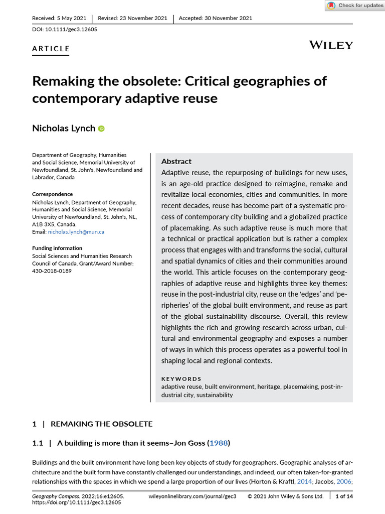 Geography Compass - 2021 - Lynch - Remaking the Obsolete Critical ...