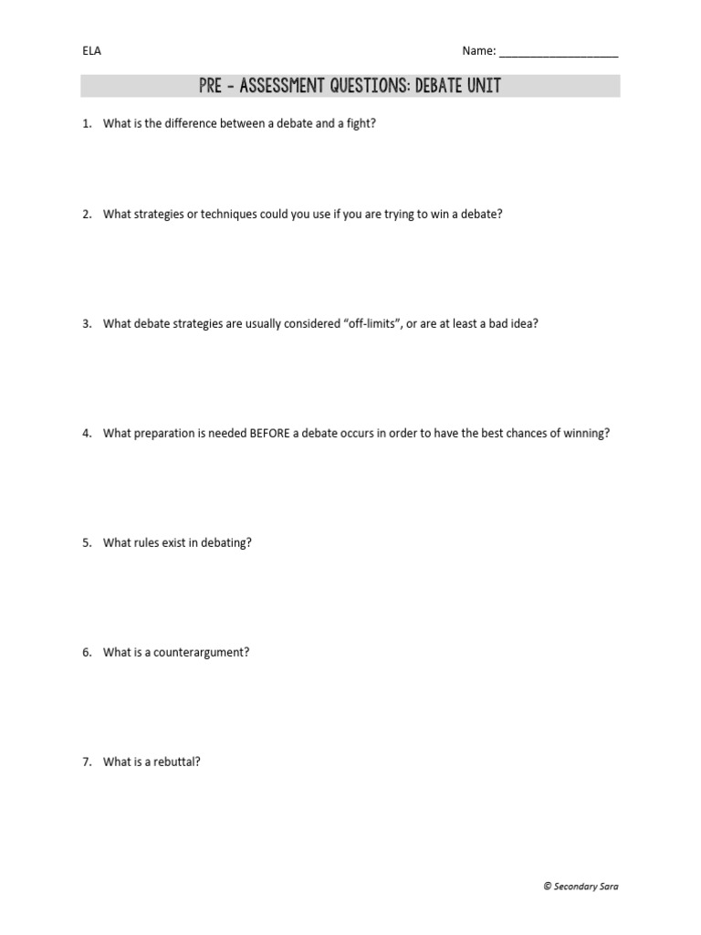 2. Pre-Assessment Questions | PDF