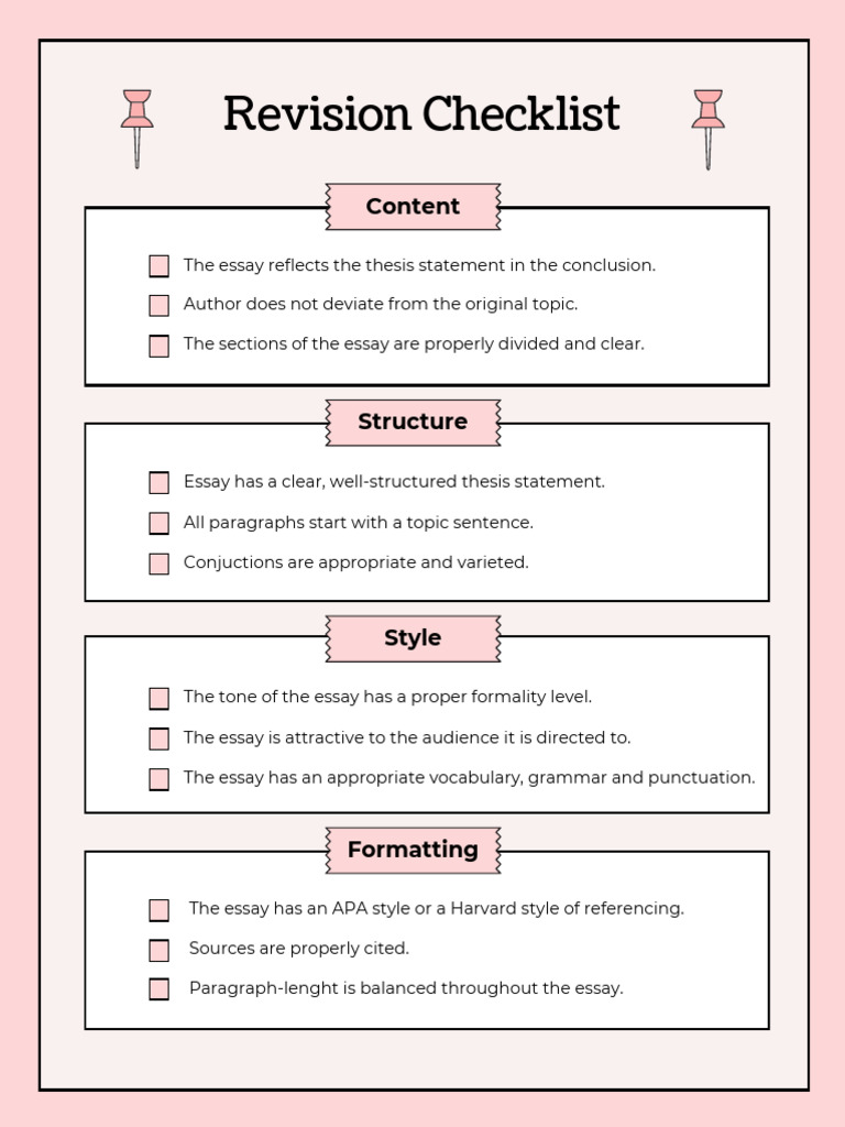 Revision Checklist Worksheet | PDF
