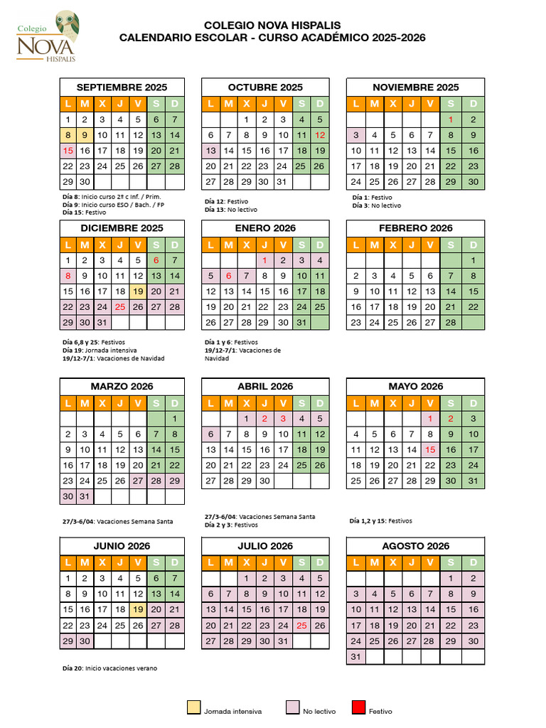Calendario Escolar CNH 25-26-1 | PDF | Fiestas cristianas y días santos ...