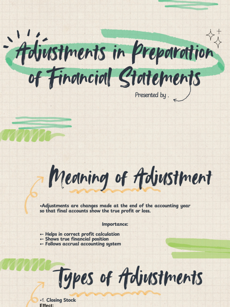 Adjustments in Preparation of Financial Statements | PDF