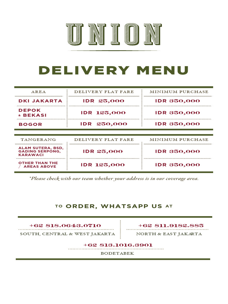 Union Delivery Menu | PDF | Sauce | French Fries