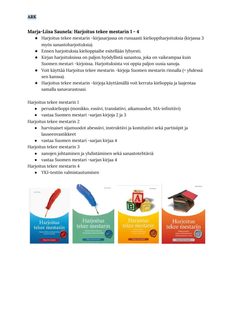 Harjoitus Tekee Mestarin 1 - 4 | PDF