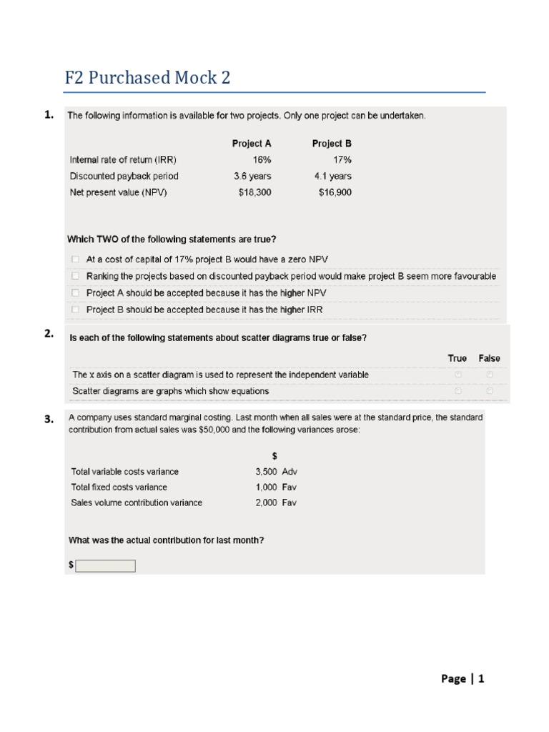 F2 Mock 3 Questions | PDF