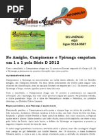 No Amigão, Campinense e Ypiranga empatam em 1 a 1 pela Série D 2012