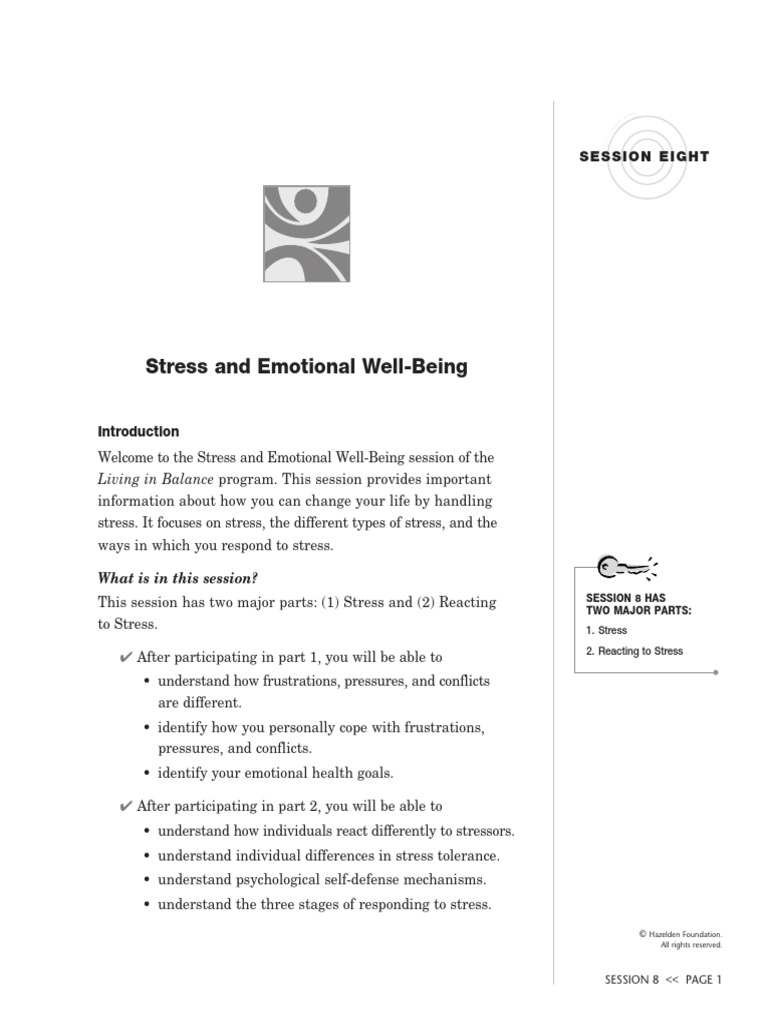 Session 8- Stress and Emotional Well-Being | PDF | Stress (Biology ...