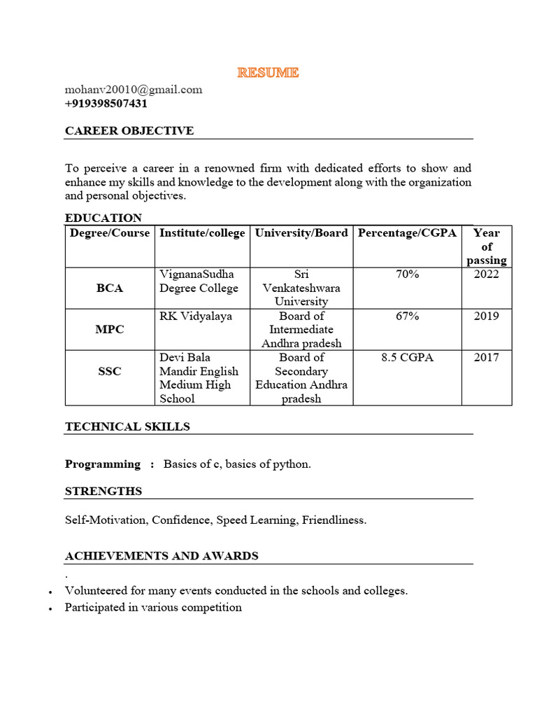 Mohan Resume (2) (1) | PDF