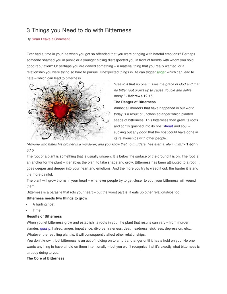 Overcoming Bitterness Through Forgiveness | PDF | Fruit Of The Holy ...