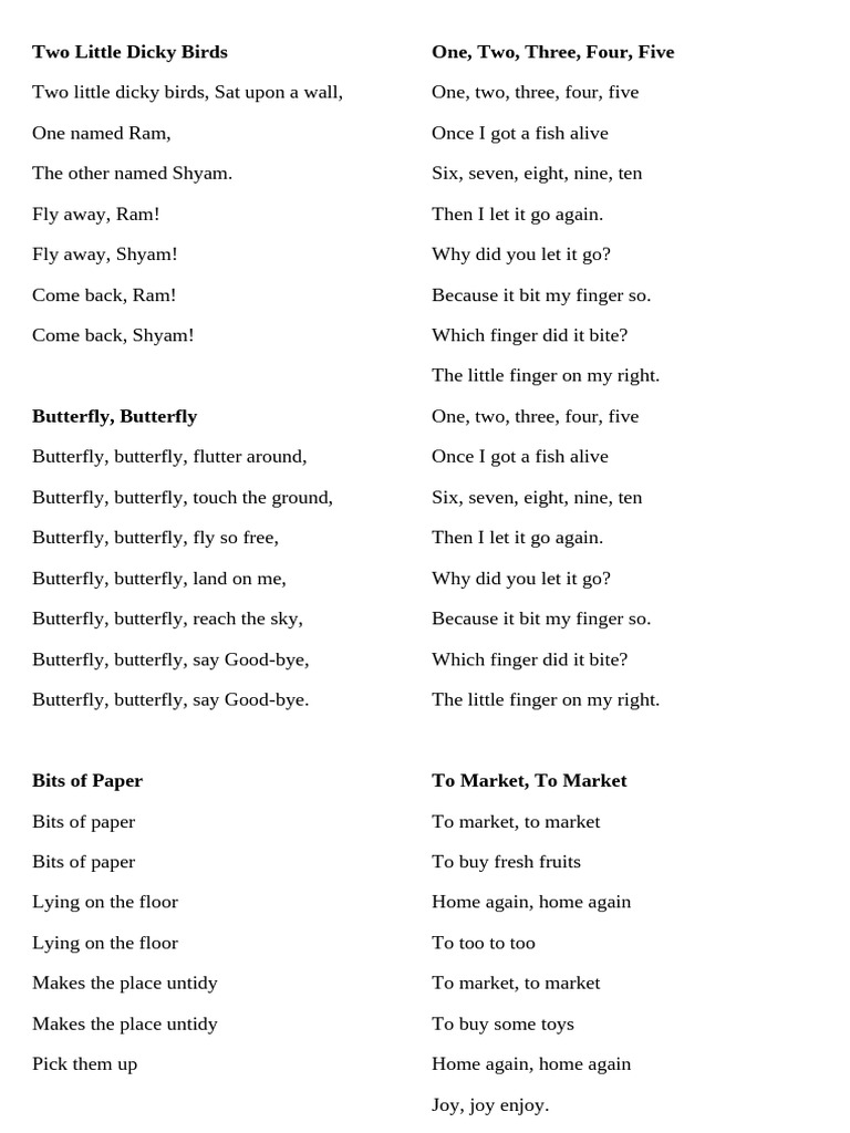 Two Little Dicky Birds | PDF