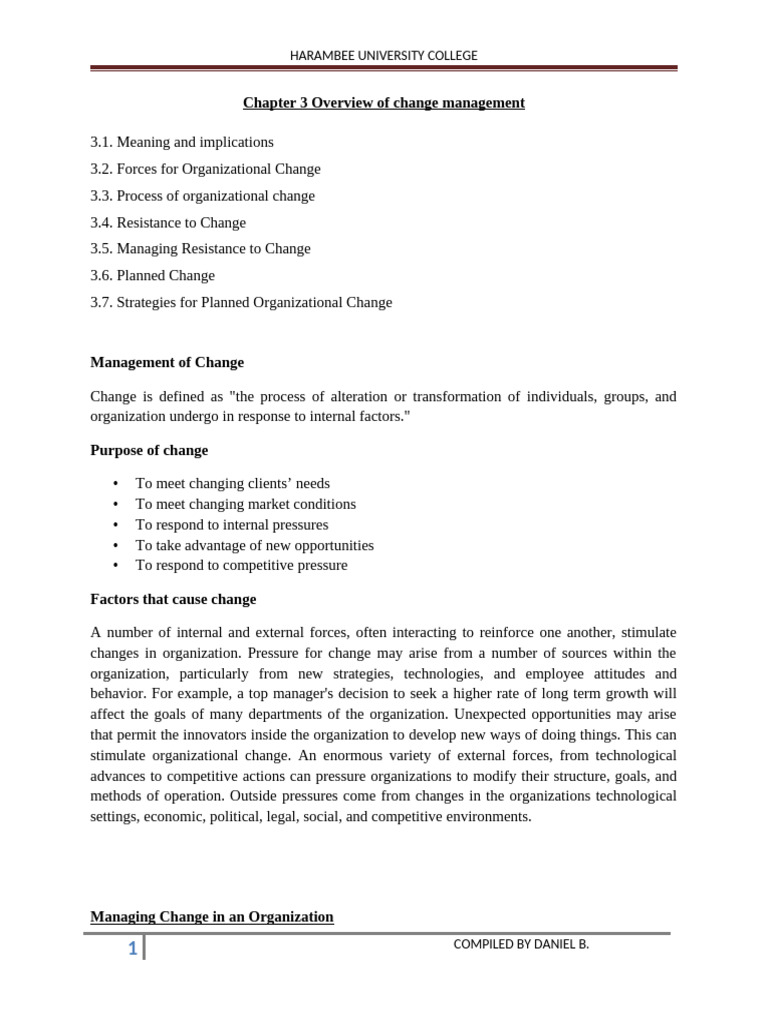 Chapter 3_ Change Management | PDF | Change Management | Organizational ...