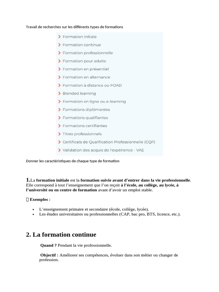 Les Différents Types de Formations | PDF | Formation à distance ...